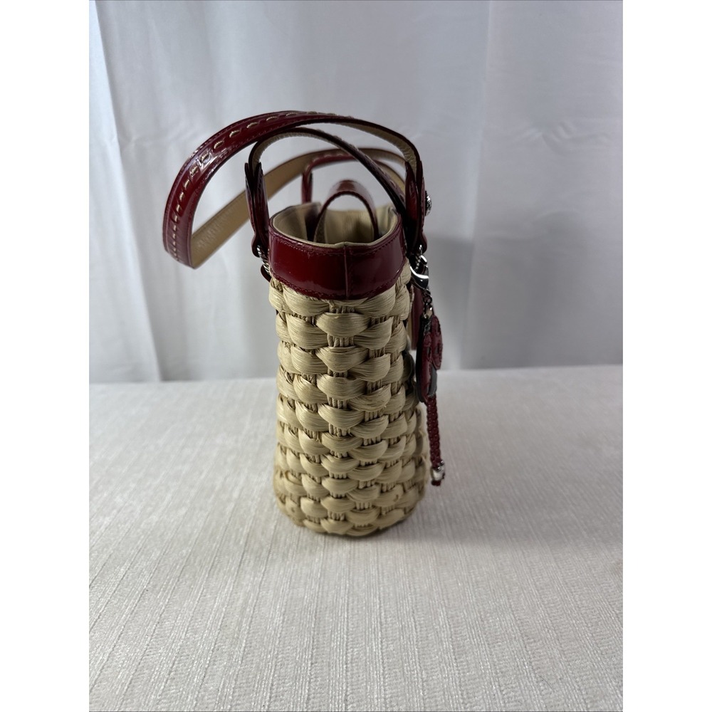 Brighton Candice Woven Straw Ladybug Tote Red Patent Leather Trim/ Ladybug Charm - Picture 4 of 9